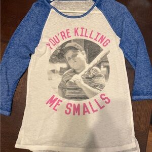 Blue and White womens Raglan Shirt